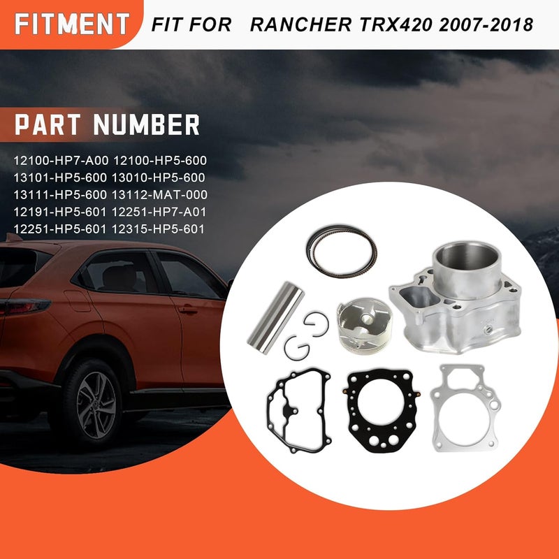 cycwer 12100-HP7-A00 TRX420 Cylinder Piston Top End Rebuild Kit with Gasket for 2007-2018 Rancher 420 FE FM TE TM Replaces12251-HP5-601, 12251-HP7-A01, 12191-HP5-601 - Image 2